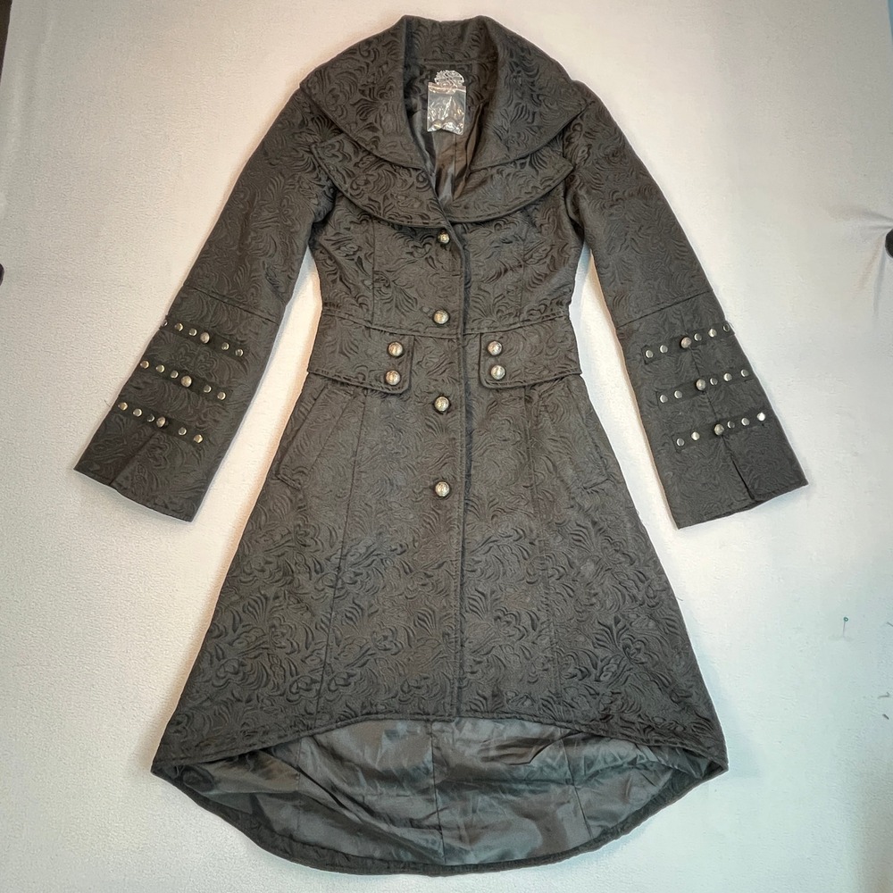 Hearts & Roses Gothic Brocade Coat XS Victorian Steampunk Corset Lace Jacket